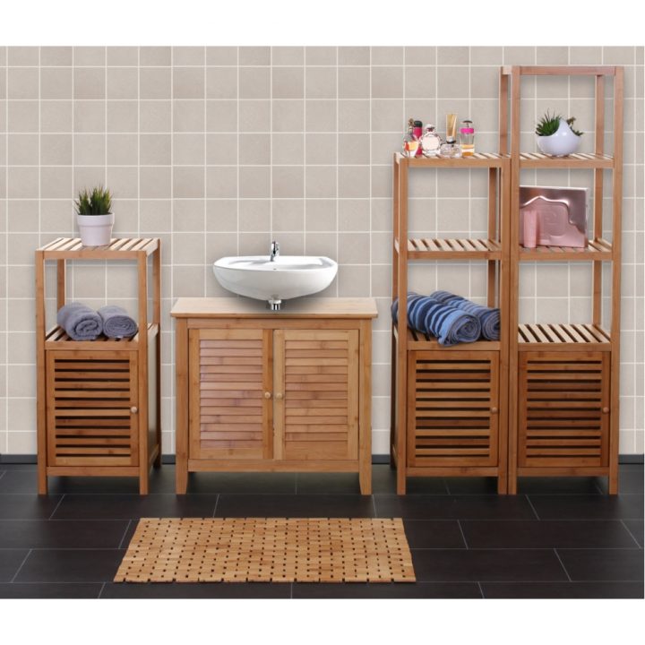 Détails Sur Étagère De Salle Bain Hwc-B18, Meuble Armoire Avec Porte, Bambou avec Sall De Bain Détails Sur Étagère De Salle Bain Hwc-B18, Meuble Armoire Avec Porte, Bambou avec Sall De Bain