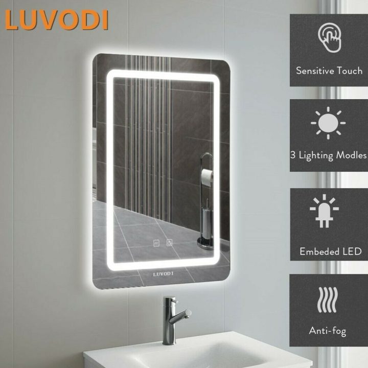 Détails Sur Miroir Salle De Bain 50 X 70Cm Avec Led Anti-Buée Miroir De  Courtoisie Coiffage tout Miroir Salle De Bain Anti Buée