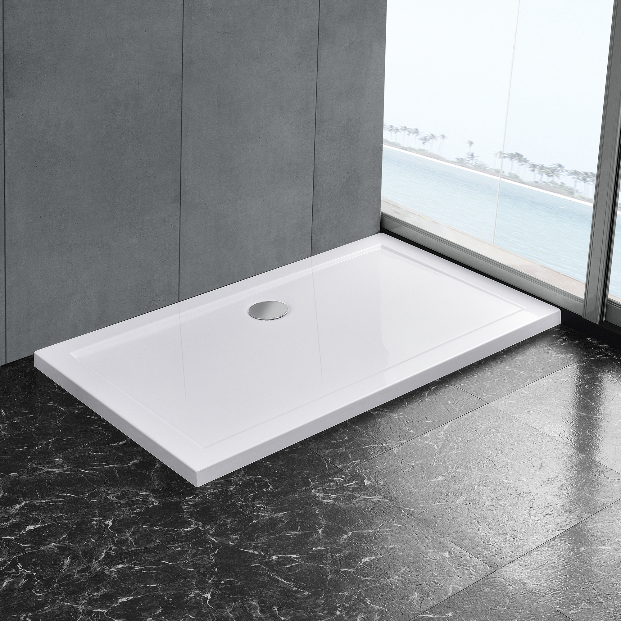 Détails Sur [Neu.haus® ] Bac De Douche 80X140 Cm Pur Receveur Rectangulaire  Extra Plat Bain à Bac À Douche Extra Plat