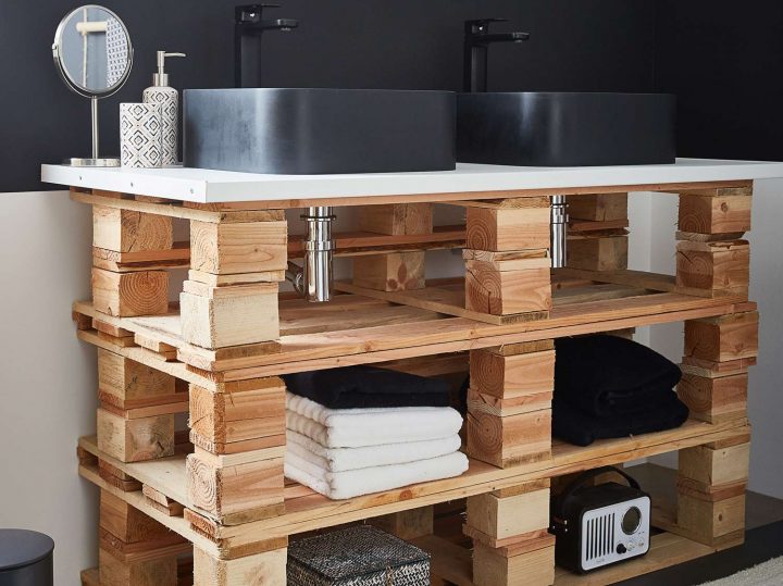 Diy : Fabriquer Un Meuble Vasque Palettes | Leroy Merlin pour Construire Un Meuble De Salle De Bain Diy : Fabriquer Un Meuble Vasque Palettes | Leroy Merlin pour Construire Un Meuble De Salle De Bain
