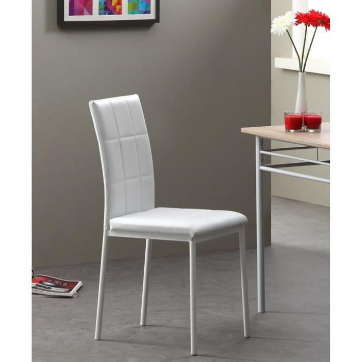 Dona Lot De 4 Chaises De Salle À Manger Blanches destiné Chaise Salle A Manger Pas Cher Lot De 4