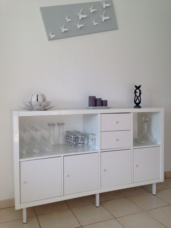 Double Étagère Kallax Transformée En Buffet De Salle À dedans Buffet Salle À Manger Ikea