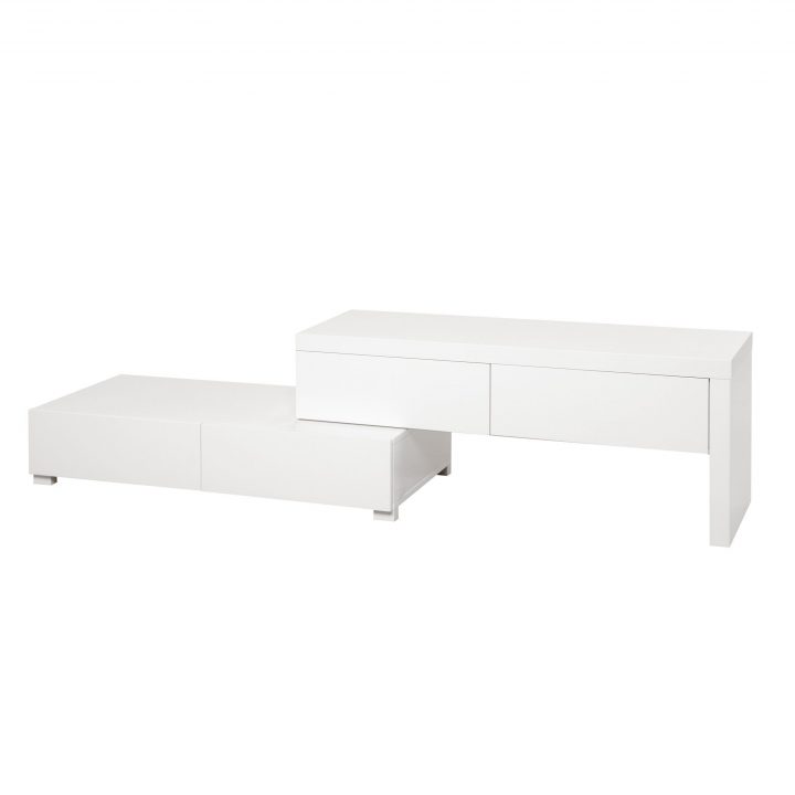 Double Meuble Tv Blanc Finition Laquée Blanc – Valia – Les avec Meuble D Angle Alinea