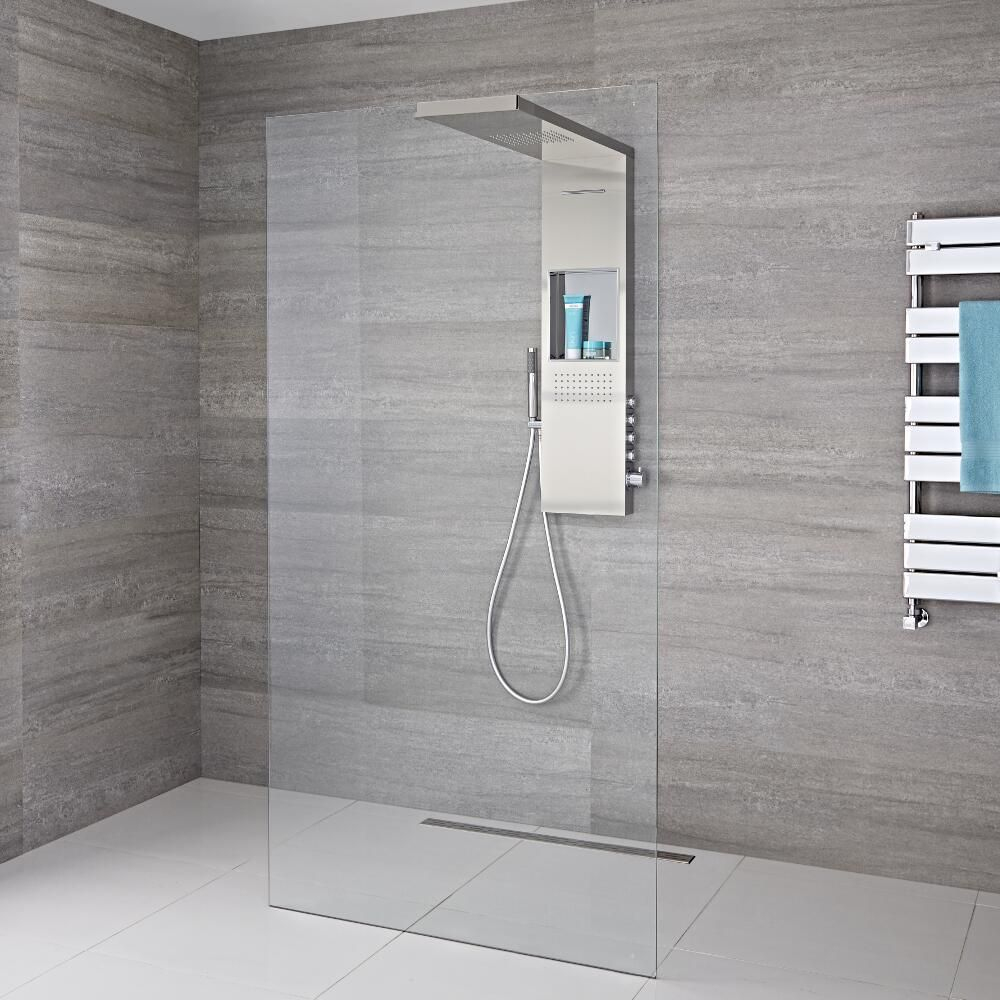 Douche Italienne Avec Colonne De Douche – Choix De Paroi Et De Caniveau -  Iko dedans Caniveau Pour Douche Italienne
