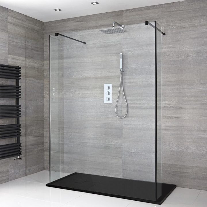 Douche Italienne En Îlot Avec Receveur De Douche Et Parois De Retour –  Multiples Tailles Disponibles – Nox avec Paroie De Douche Italienne