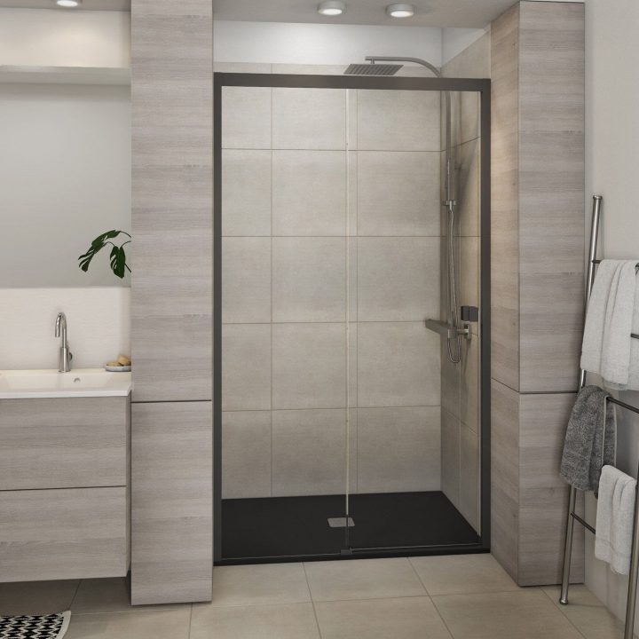 Douche Neo, Avec Receveur Kioto2 Noir 80X120 Cm | Douche encequiconcerne Bac À Douche 80X120