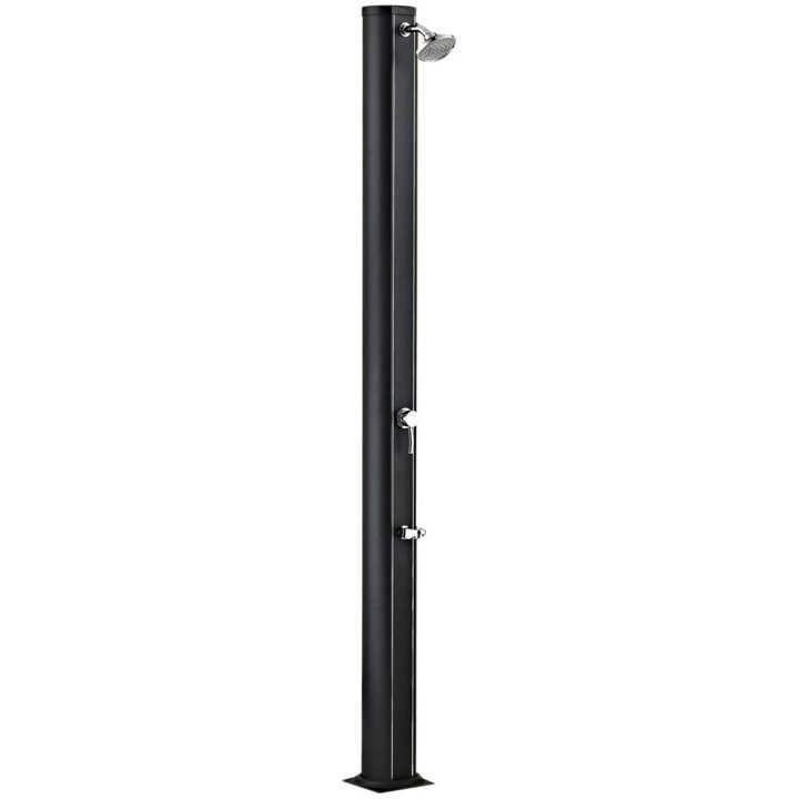 Douche Piscine En Aluminium Noir, Réservoir 32 L Avec Capteurs Solaires Et  Rince-Pieds avec Douche Solaire Aluminium