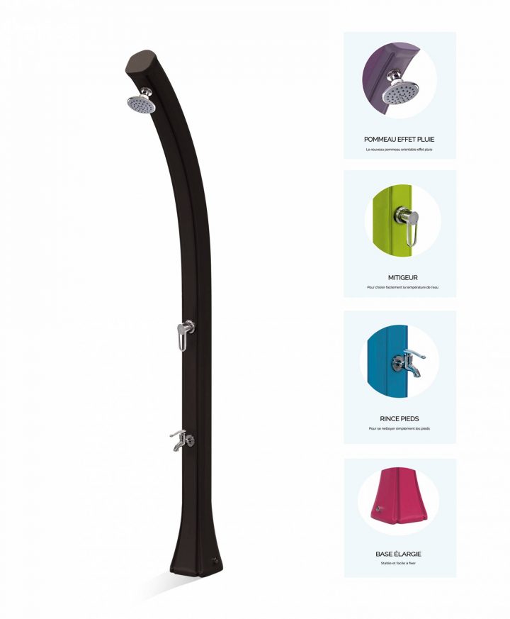 Douche Solaire 25L Happy Gris Anthracite Avec Rince Pieds avec Douche Solaire Pour Piscine