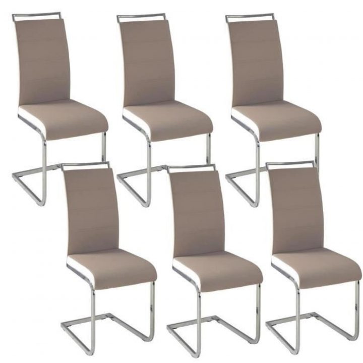 Dylan Lot De 6 Chaises Salon Taupe Blanc pour Chaise Salle A Manger Pas Cher Lot De 6