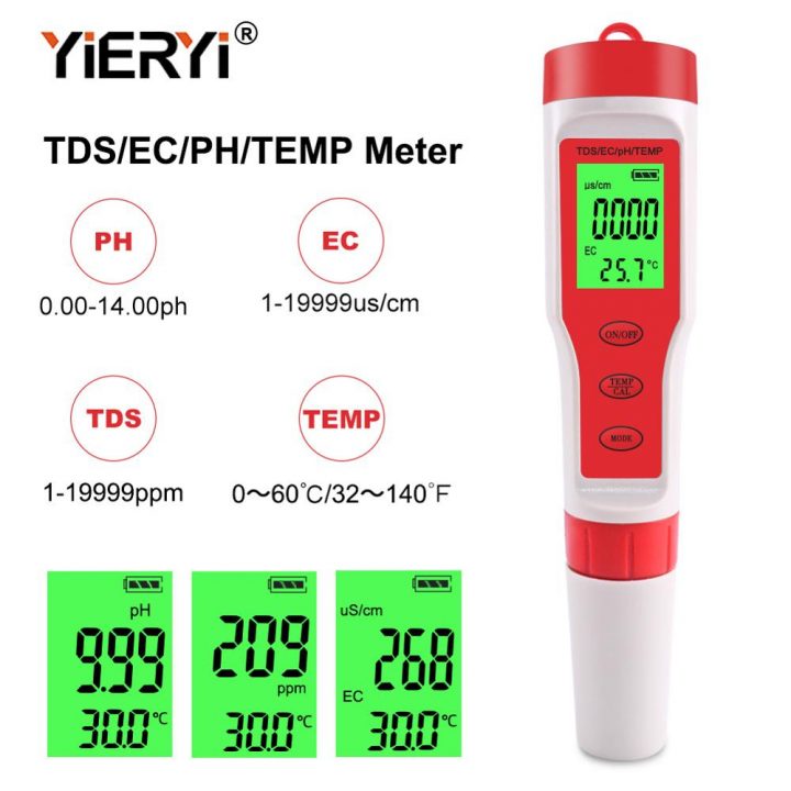€19.12 25% De Réduction|Yieryi Nouveau Ph Mètre Tds Ph/tds/ec/compteur De  Température Testeur Numérique De Qualité De L'eau Pour Piscines, Eau encequiconcerne Ph Eau Du Robinet