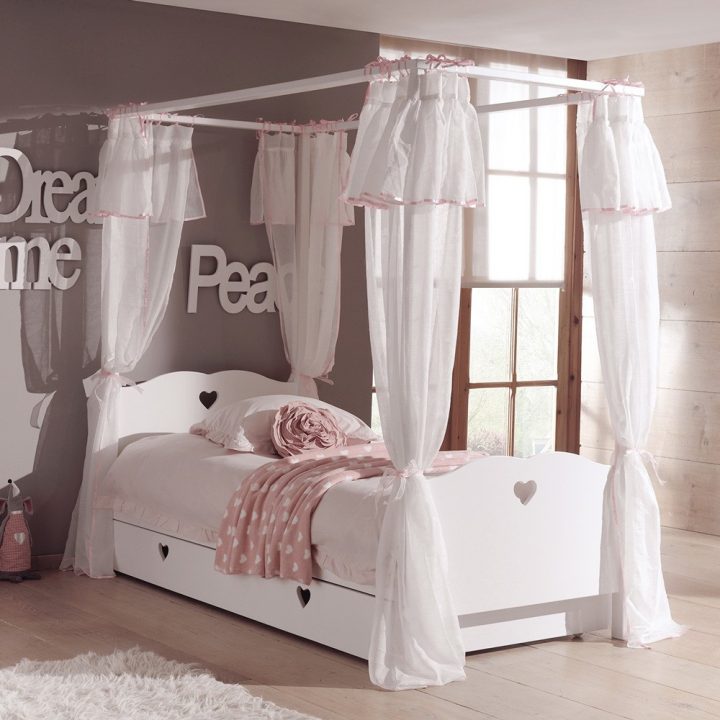 ᐅ Lit Baldaquin Fille Coeur 90X200 Blanc À Mini Prix pour Voilage Chambre Fille ᐅ Lit Baldaquin Fille Coeur 90X200 Blanc À Mini Prix pour Voilage Chambre Fille