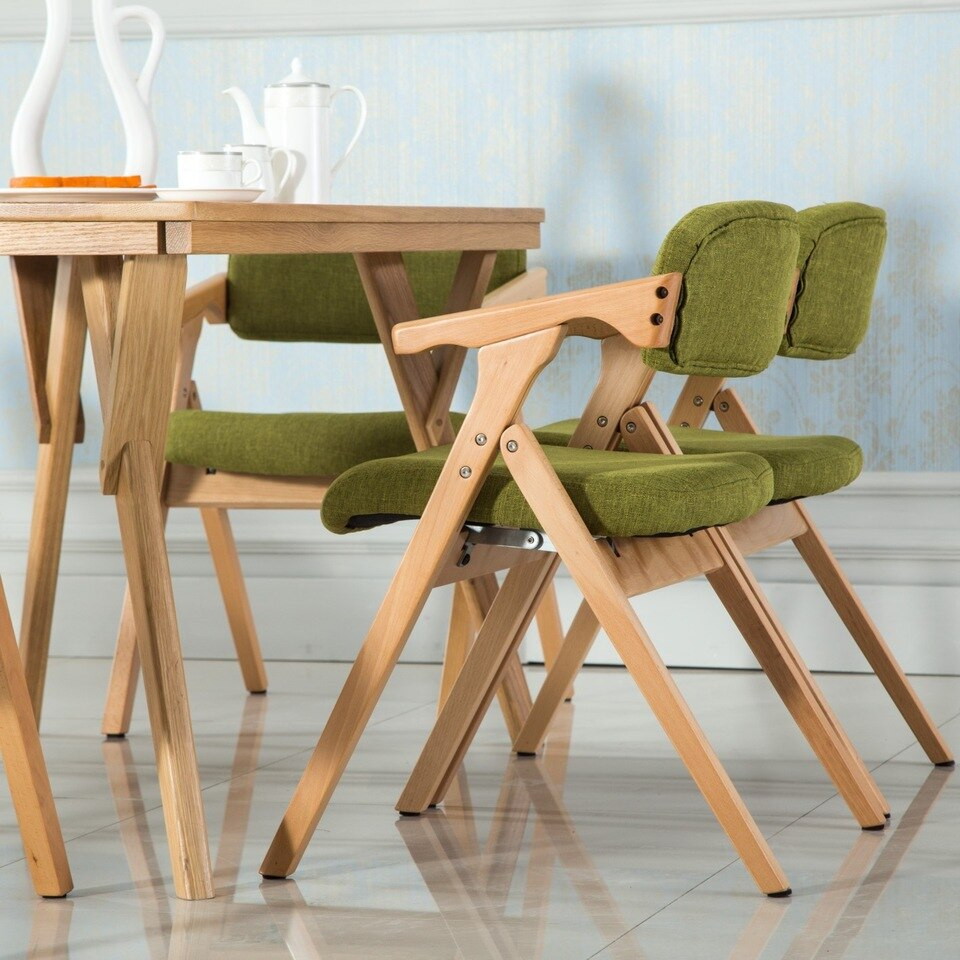 €192.35 35% De Réduction|Haute Qualité Portable Solide En Bois Loisirs  Chaise Pliable Dinant La Chaise Coloré Mobile Lavable Coussin Dossier  Cadeira | intérieur Chaise Pliante Salle À Manger
