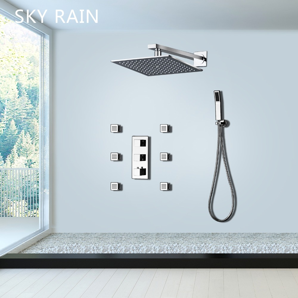 €340.49 65% De Réduction|Ciel Pluie 10 Pouces En Laiton Pomme De Douche  Injection D'air Latéral Jet Thermostatique Ensemble De Douche Avec Main  Hled intérieur Ciel De Pluie Douche