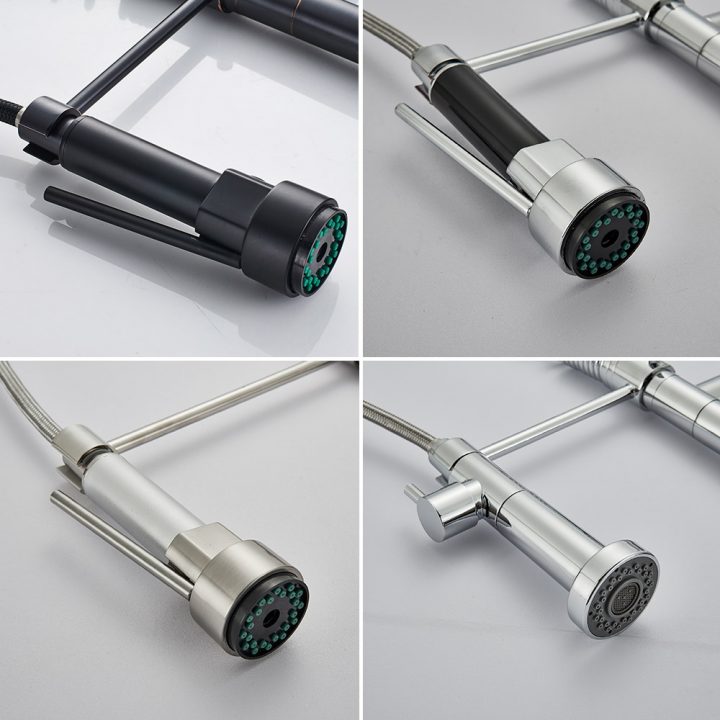 €36.67 40% De Réduction|Rozin Chrome Ressort Tirer Vers Le Bas Cuisine  Robinet Double Sortie Becs 360 Pivotant Poche Douche Cuisine Mélangeur Grue serapportantà Mitigeur Douche Double Sortie