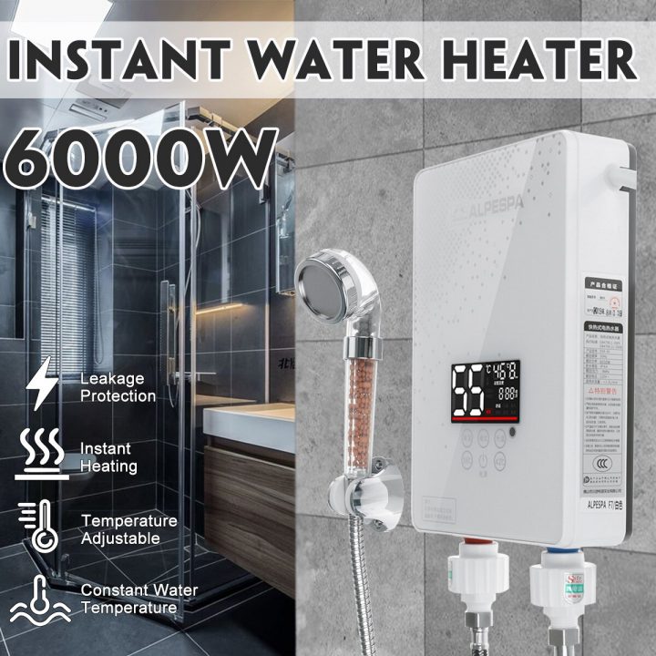 €79.02 43% De Réduction|6000W 220V Chauffe Eau Instantané Mini Instantané  Électrique Chauffe Eau Sans Réservoir Douche Cuisine Robinet Salle De Bain à Chauffe Eau Instantané Douche
