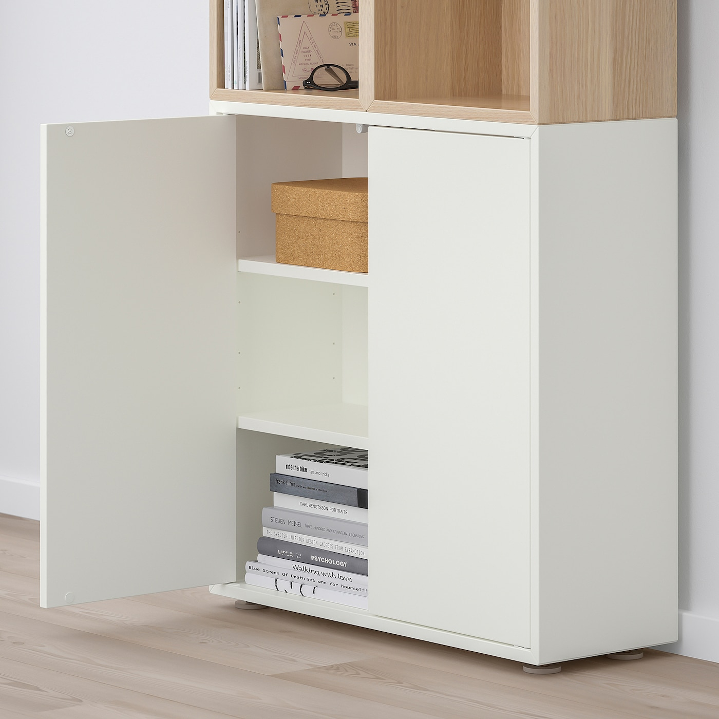 Eket Schrankkombination/füße - Weiß, Eicheneff Wlas 70X25X107 Cm avec Ikea Meuble Case