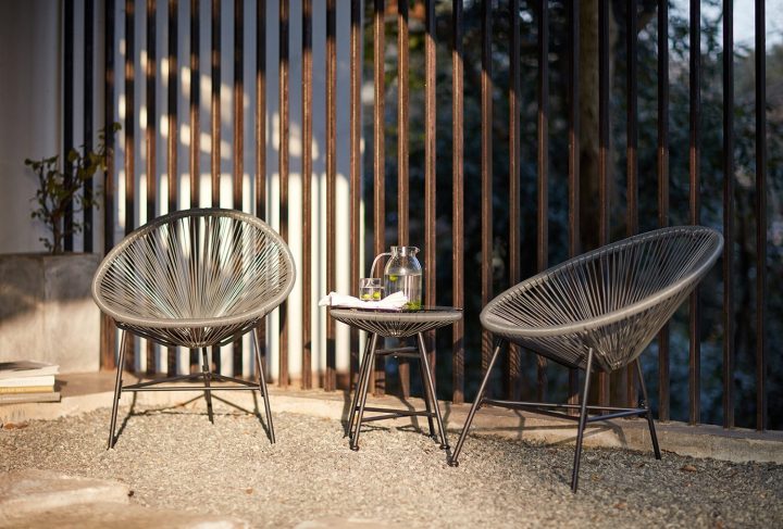 Ensemble De 2 Fauteuils Œuf + Table Basse, Gris, Acapulco serapportantà Fauteuil Oeuf Jardin