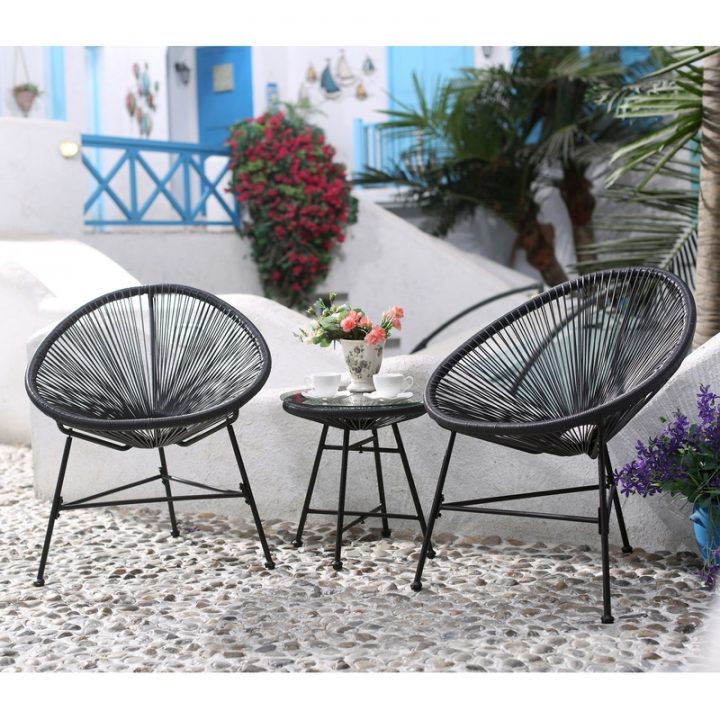 Ensemble De Jardin Acapulco Gris, 2 Fauteuils Oeuf Et Une avec Fauteuil Oeuf Jardin