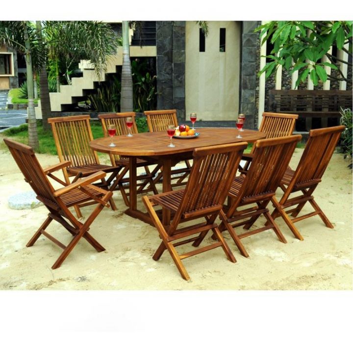 Ensemble De Jardin En Teck : Salon 8 Places Table Teck Ovale avec Salon De Jardin Teck Déstockage