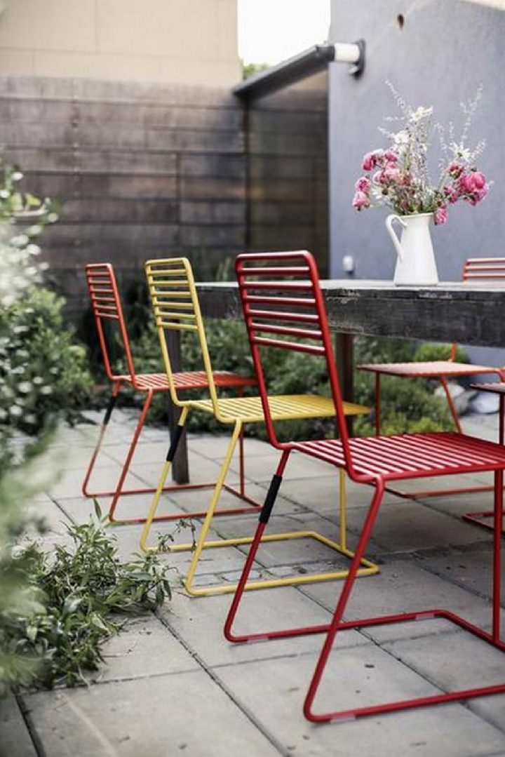 Ensemble De Jardin Table Carrée & 4 Chaises Bois Et Métal avec Table Jardin Bois Et Metal