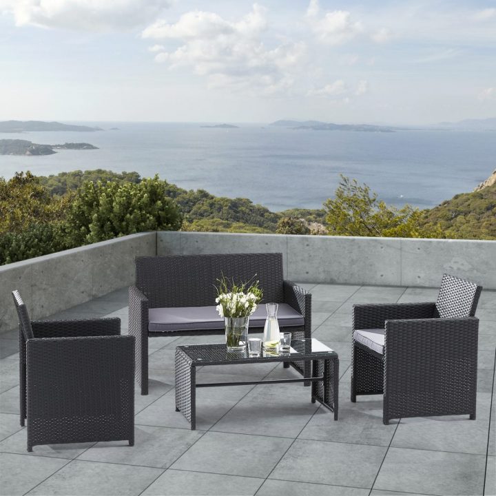 Ensemble Lounge Verre Noir S2+2F1+Tb – Wilsa Garden dedans Abri De Jardin Tampa