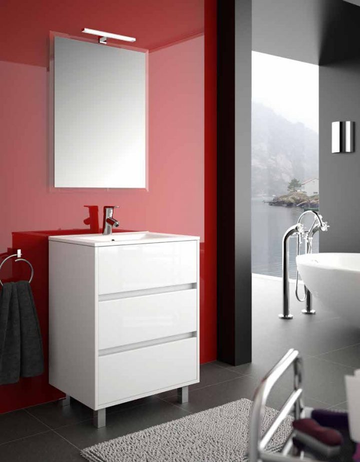 Ensemble Meuble Salle De Bain À Poser Au Sol En 60 Cm intérieur Meuble Salle De Bain À Poser Au Sol