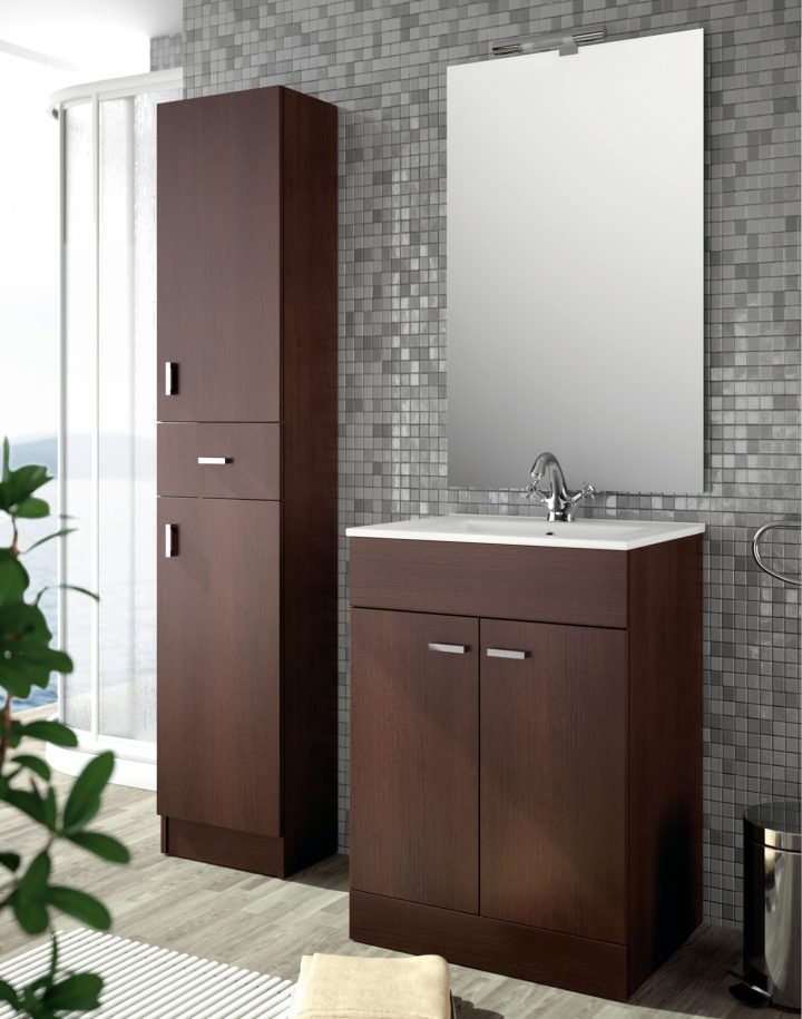 Ensemble Meuble Salle De Bain En 60 Cm. Motril 600. 2 Portes. 2 Versions Et  3 Finitions destiné Meuble Salle De Bain Wengé