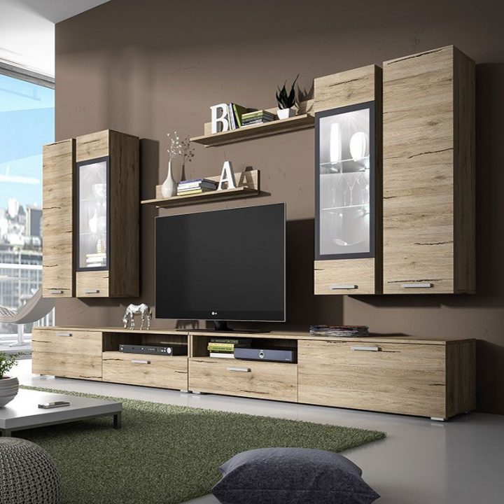 Ensemble Meuble Tv Couleur Chêne Clair Et Gris concernant Meuble Tele Moderne Ensemble Meuble Tv Couleur Chêne Clair Et Gris concernant Meuble Tele Moderne