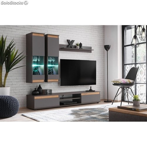 Ensemble Meuble Tv Mural – Abw Modo – Gris intérieur Meuble Tv Mural