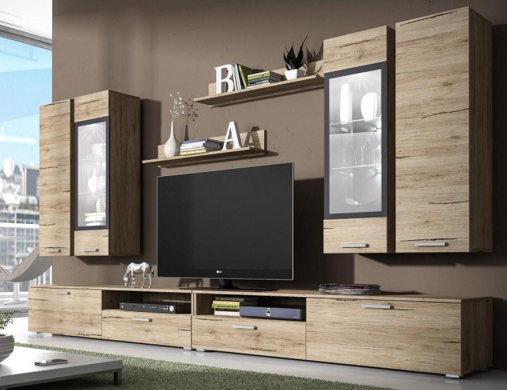 Ensemble Meuble Tv Mural Nova : Meuble Tv Design Pas Cher encequiconcerne Meuble Tv Fixé Au Mur