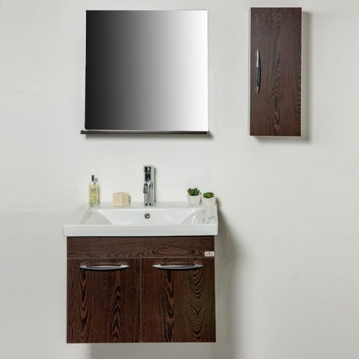 Ensemble Meubles De Salle De Bains 4 Pièces 65 Cm Wengé – Woody concernant Meuble Salle De Bain Promo Destockage