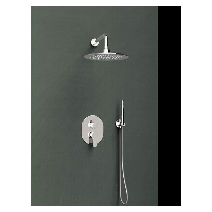 Ensemble Mitigeur Douche Encastré Avec Douche De Tête Et Douchette Titanium dedans Robinetterie Douche Encastrable