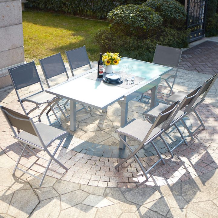 Ensemble Table De Jardin En Aluminium Extensible Molvina 8 dedans Table De Jardin 4 Personnes