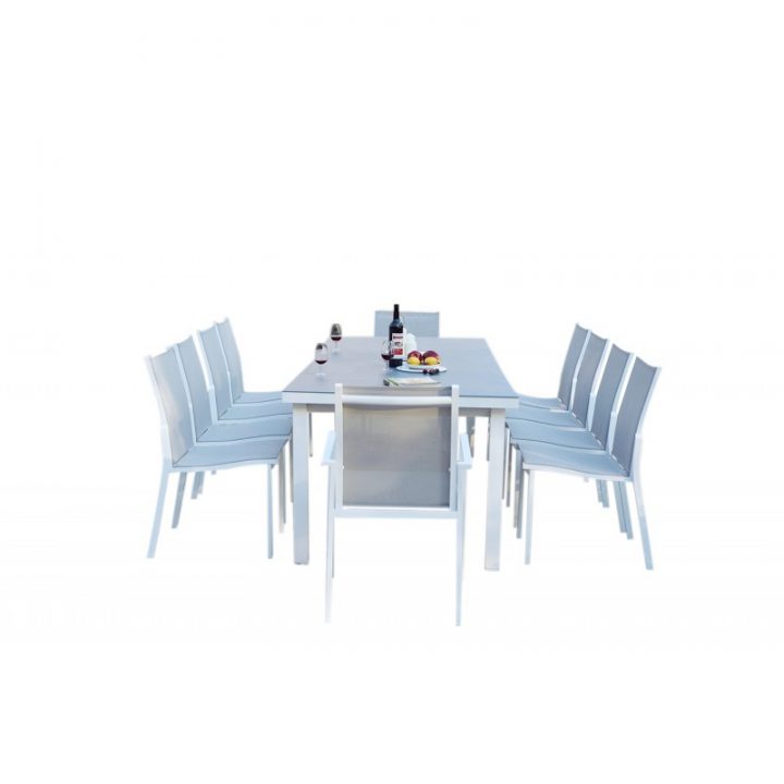Ensemble Table De Jardin Extensible 256/320 + 8 Chaises Et tout Table De Jardin Aluminium Et Verre