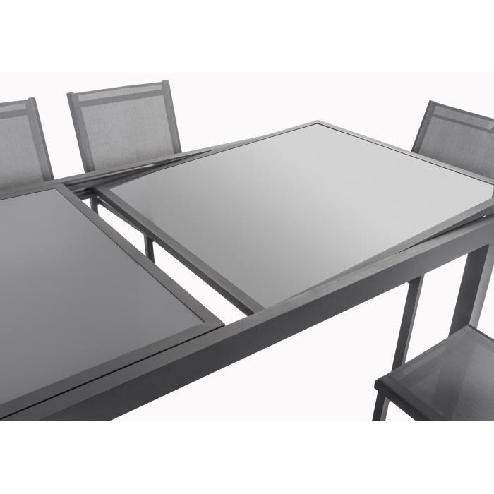 Ensemble Table Extensible 200 – 300 Cm + 8 Chaises Gris destiné Table De Jardin Aluminium Et Verre