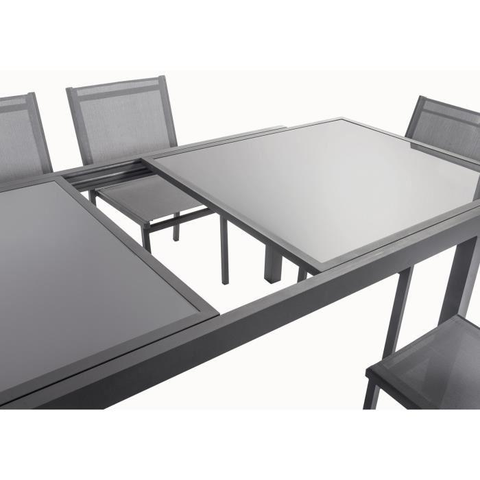 Ensemble Table Extensible 200 – 300 Cm + 8 Chaises Gris tout Table De Jardin Aluminium Et Verre