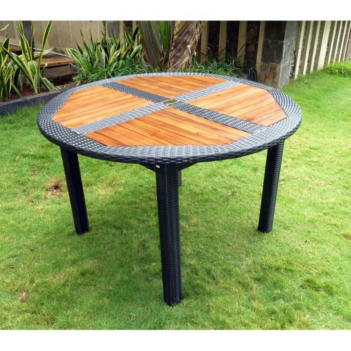 Ensemble Table Ronde De Jardin En Teck Et Chaises De encequiconcerne Salon De Jardin Table Ronde