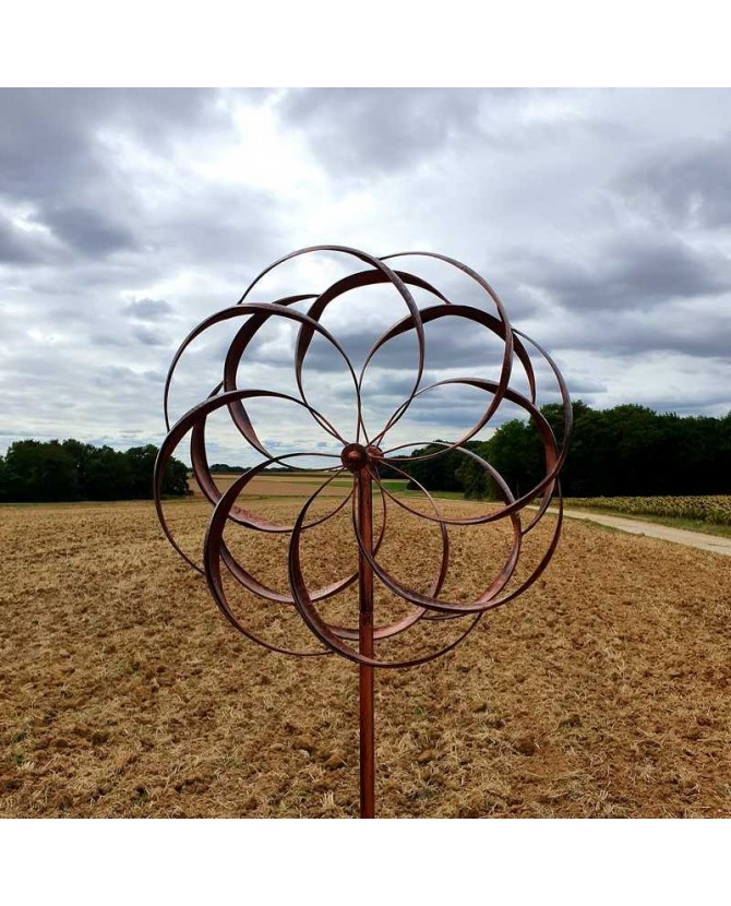 Éolienne Décorative De Jardin En Fer Cuivrée Brossée tout Eolienne De Jardin