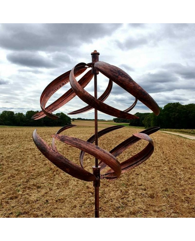Éolienne Décorative De Jardin En Fer Sphère Cuivré Brossé pour Eolienne De Jardin