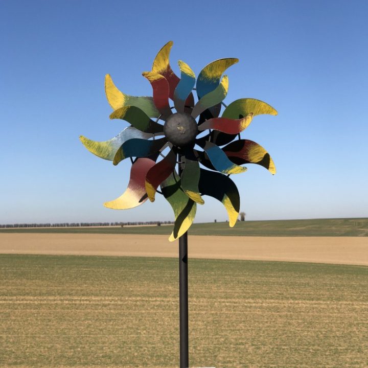 Eolienne Mobile Tuteur Pic Hélices À Vent Métal Fer Ø36 Cm intérieur Mobile Éolienne Jardin