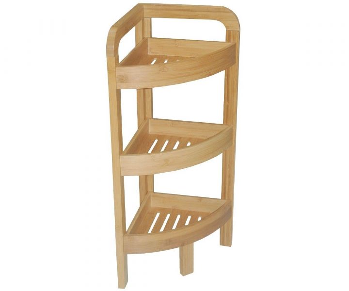 Etagere D'angle Bambou Salle De Bain 3 Niveaux Meuble tout Étagère D Angle Salle De Bain