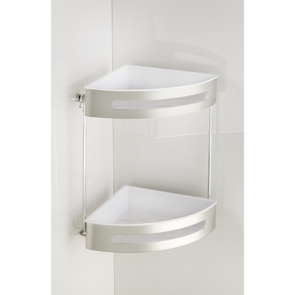 Étagère D'angle De Salle De Bains Acier Inox 2Niveaux Premium Plus Wenko serapportantà Étagère D Angle Salle De Bain