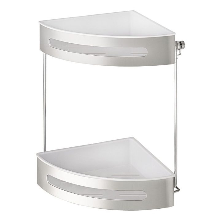 Étagère D'angle Murale Pour Salle De Bain – 2 Tablettes – Acier Et Abs  Wenko Sur Bricozor à Étagère D Angle Salle De Bain