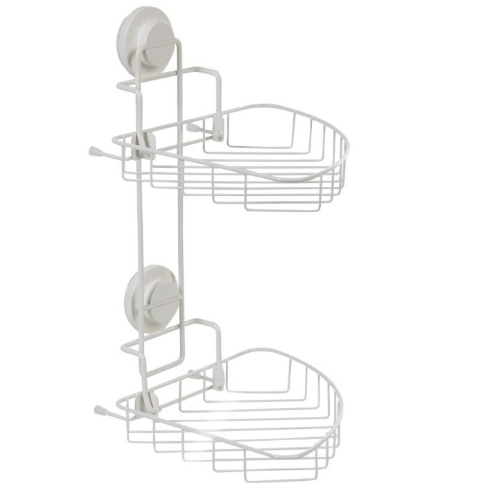 Étagère De Douche 2 Paniers D'angle À Ventouse Blanc destiné Etagere D Angle Douche Étagère De Douche 2 Paniers D'angle À Ventouse Blanc destiné Etagere D Angle Douche