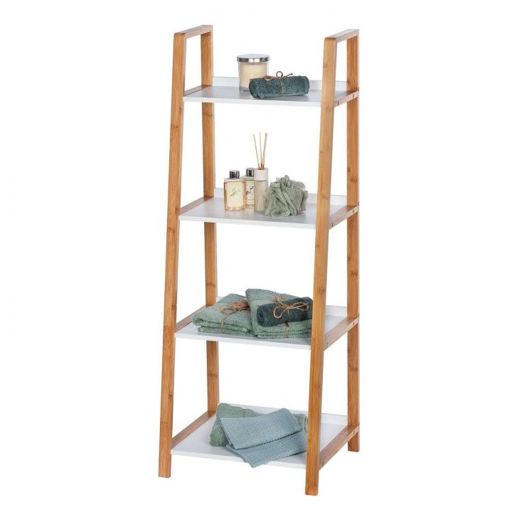 Etagère De Salle De Bain En Bambou Finja – L. 43 X H. 112 Cm – Blanc dedans Etagere Salle De Bain But