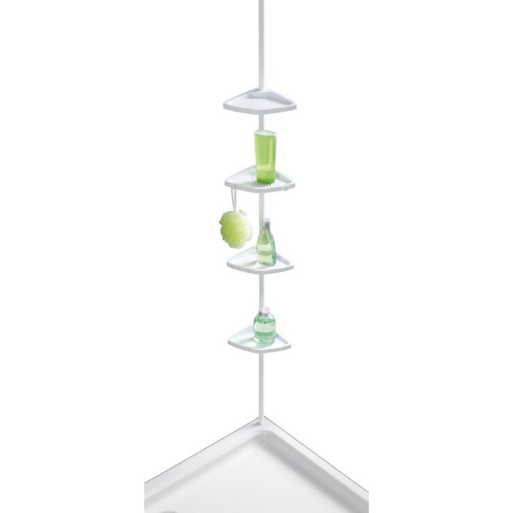 Étagère Douche Télescopique Angle Easy Blanc Wenko concernant Etagere Douche Angle