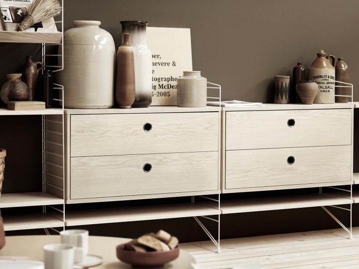 Étagères Murales String Pocket destiné Meuble Bas A Tiroir