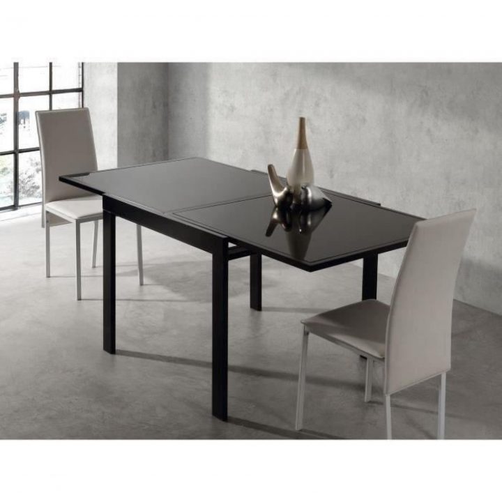 Exit Table Extensible Noire 90/180Cm En Verre tout Table De Salle À Manger En Verre Extensible