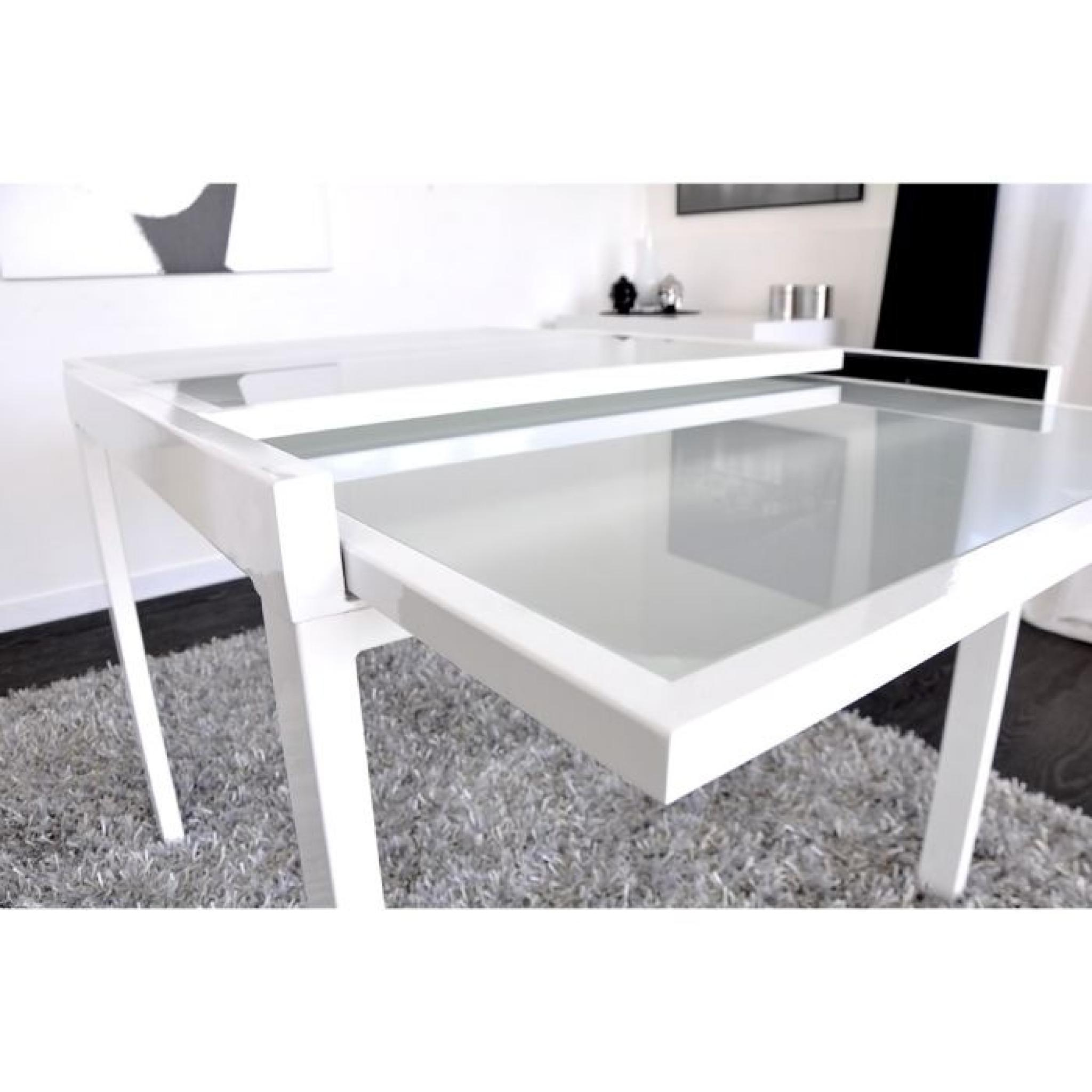 Extend Table Extensible Blanche 90/180Cm tout Table Salle A Manger Carree Blanche