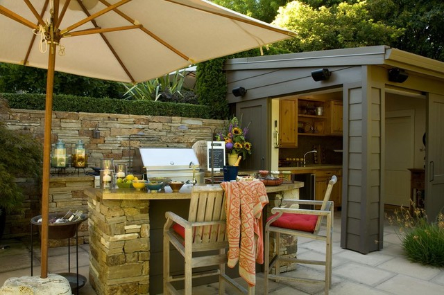 Exterior Kitchen And Barbecue – Moderne – Terrasse Et avec Terrasse Couverte En Dur